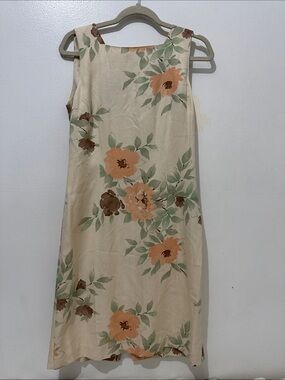 Izod Cream Floral Sleeveless A-Line Dress
